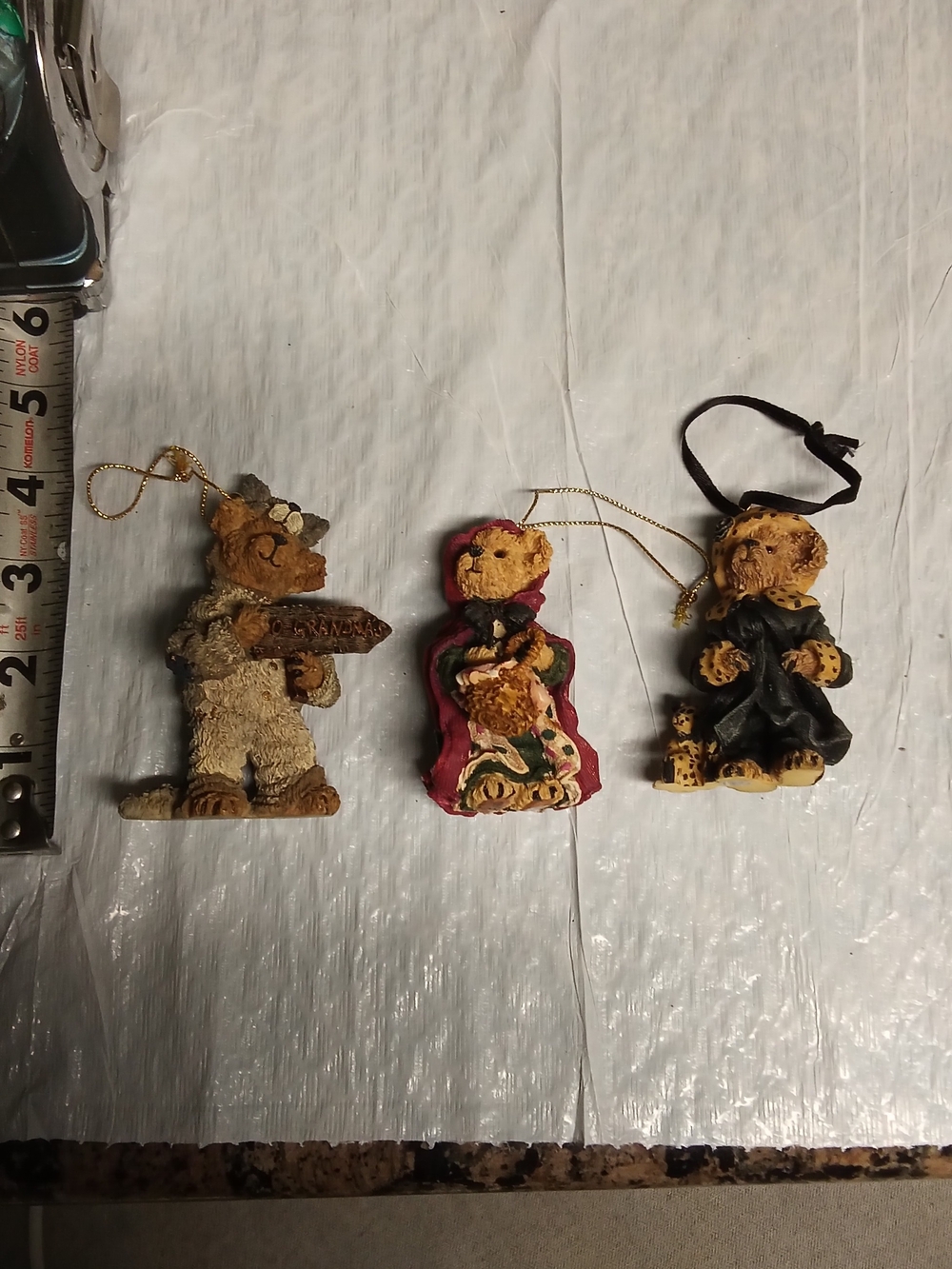 3 Boyds Bears Decorative Hanging Toy - Multi-Color Plush Resin Ornaments